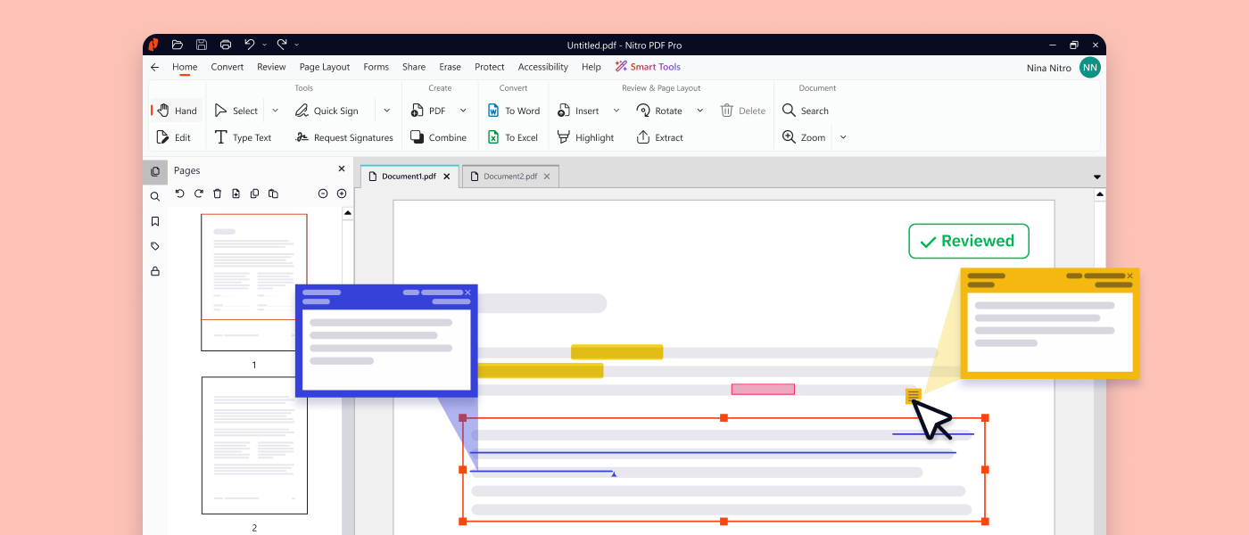 Nitro PDF Pro editing and commenting on a PDF